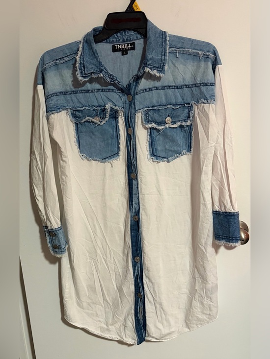 Thrill Tops - Vintage 90s Thrill Acid Wash Denim Shirt